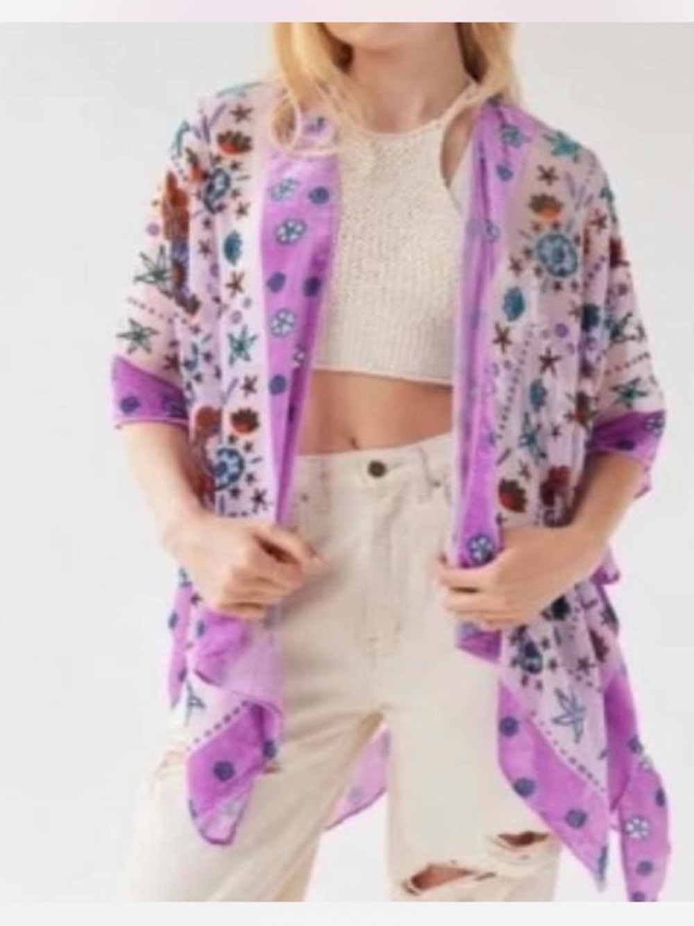 Urban Outfitters Cyra Velvet Ruana lavender, purple kimono. one size NEW